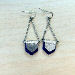 Silver and Blue Gemstone Statement Earrings